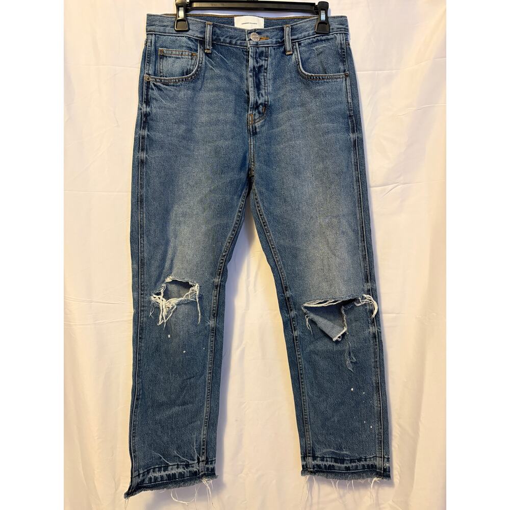 Current/Elliott Cropped Distressed Jeans Blue Sz 28